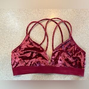 Victoria’s Secret Velvet Strappy Bralette in Burgundy Bra DD Large Maroon